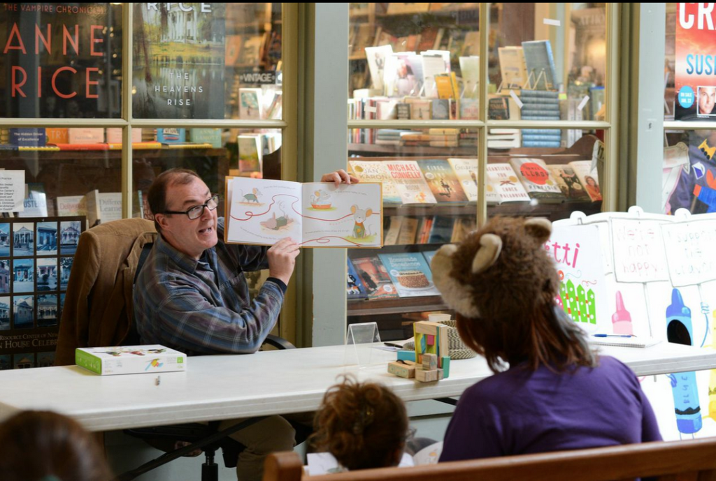 Author David Eugene Ray reading from The Little Mouse Santi. Photo by Sally Asher