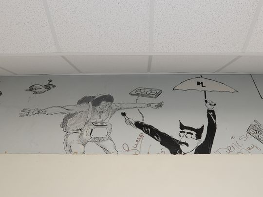 This mural was recently discovered while replacing the air conditioning system on the third floor of Byrd High. (Photo: Douglas Collier, The Times)