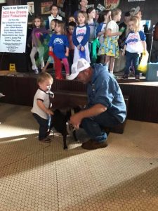 Mr. Kelly and pup Sapphire with the littlest Confetti Park Players